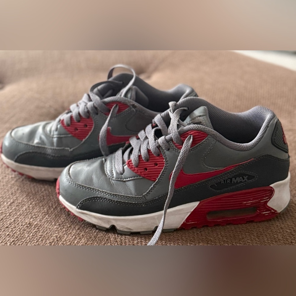 Nike Kids Gray and Red Airmax 90